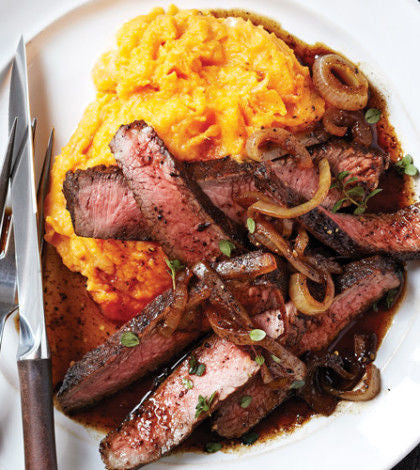 Balsamic-Glazed Sirloin with Rustic Sweet Potato Mash